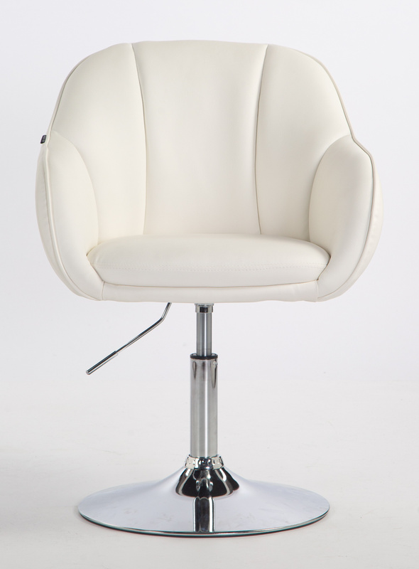 HR2055N Scaun Alb din Piele Ecologica cu Bază Cromata