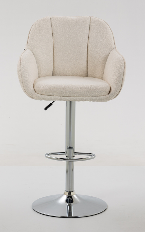 HR2055W Scaun Crem din Boucle cu Bază Cromata