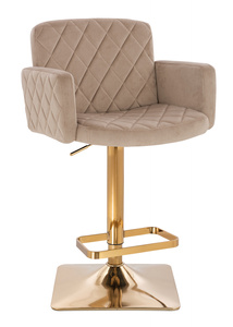 HR802KW Scaun Latte din Catifea cu Bază Aurie