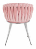 HR750 Scaun cu picioare Cromata Roz Pudra din Catifea