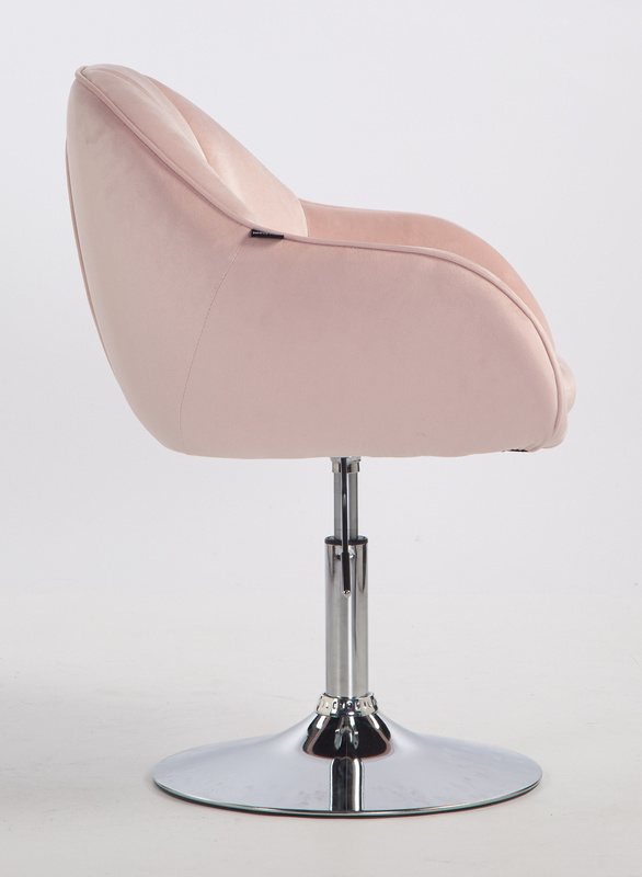 HR12055N Scaun Roz Pudra din Catifea cu Bază Cromata