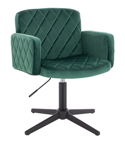 HR802CROSS Scaun Verde din Catifea cu Bază Neagră