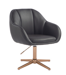 HR2055CROSS Scaun Neagră din Piele Ecologica cu Bază Aurie