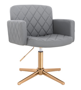 HR802CROSS Scaun Gri din Piele Ecologica cu Bază Aurie