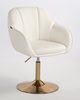 HR2055N Scaun Alb din Piele Ecologica cu Bază Aurie