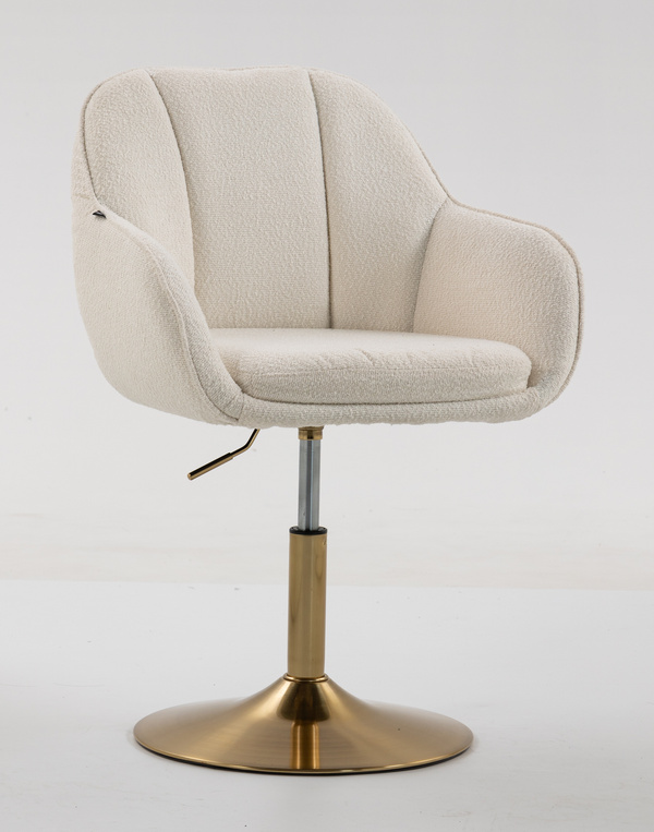 HR2055N Scaun Crem din Boucle cu Bază Aurie