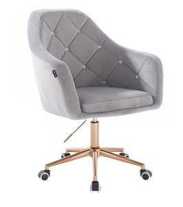 HR830K Scaun Catifea Gri cu Bază Aurie