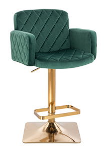 HR802KW Scaun Verde din Catifea cu Bază Aurie