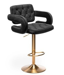 HR8403W Scaun Catifea Negru Bază Aurie