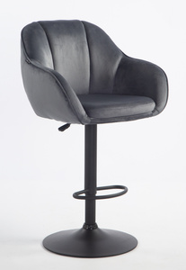 HR2055W Scaun Grafit din Catifea cu Bază Neagră