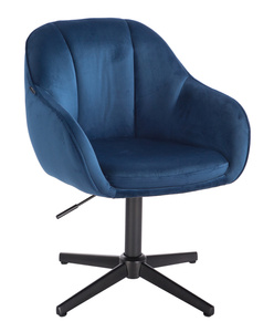 HR2055CROSS Scaun Bleumarin din Catifea cu Bază Neagră