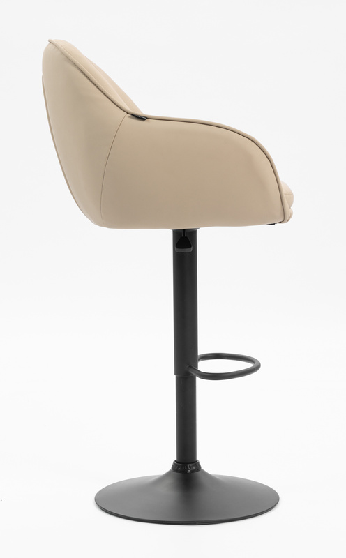 HR2055W Scaun Crem din Piele Ecologica cu Bază Neagră