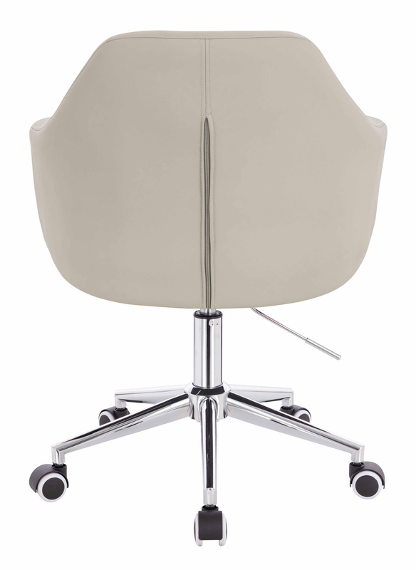 HR831K Scaun Ecru Piele Ecologica Premium Soft cu Bază Cromata