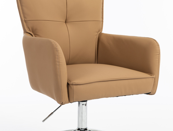 HR250K Scaun Piele Ecologică Premium Soft Culoare Caramel Bază Cromata