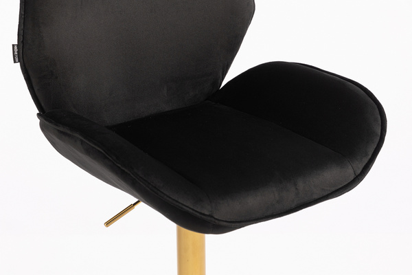 HR350KW Scaun Neagră din Catifea Bază Aurie