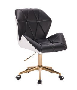 HR212K SCAUN ALB-NEGRU BAZĂ AURIE