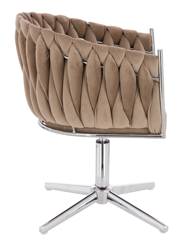 HR750CROSS Scaun Latte din Catifea cu Bază Cromata