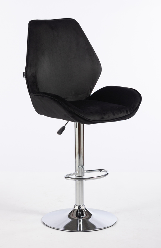 HR350W Scaun Neagră din Catifea Bază Cromata