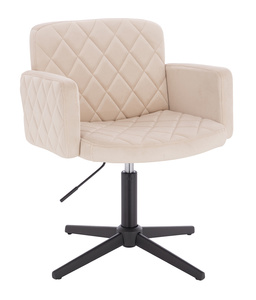 HR802CROSS Scaun Crem din Catifea cu Bază Neagră