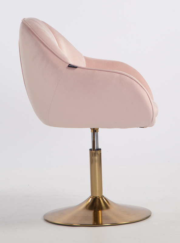 HR2055N Scaun Roz Pudra din Catifea cu Bază Aurie