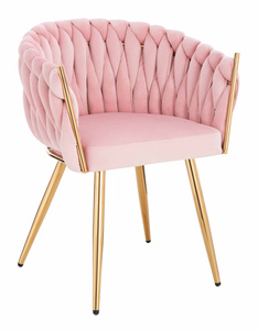 HR750 Scaun cu picioare Aurie Roz Pudra din Catifea