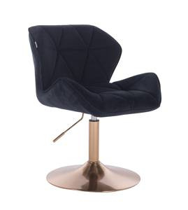 HR111N Scaun Negru Catifea cu Bază Aurie