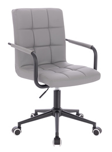 HC1015KP Scaun Gri Piele Ecologica Bază Neagră