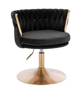 HR450N Scaun Neagră din Catifea cu Bază Aurie