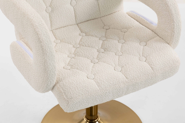 HR8404N Scaun Crem Boucle cu Bază Aurie