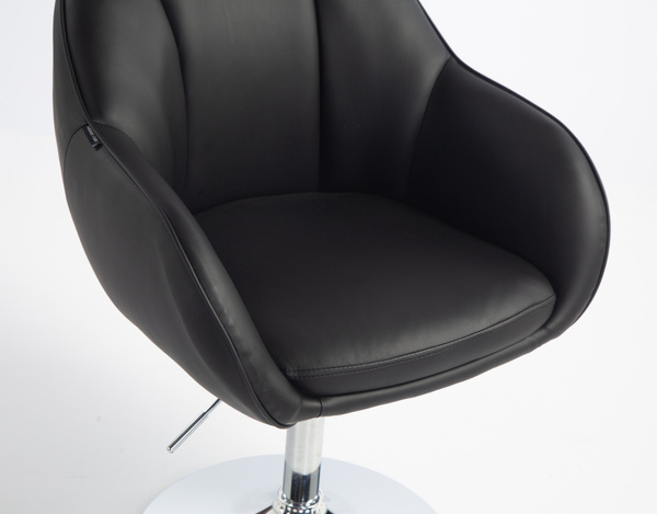 HR2055N Scaun Neagră din Piele Ecologica cu Bază Cromata