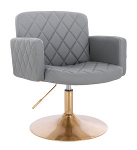 HR802N Scaun Gri din Piele Ecologica cu Bază Aurie