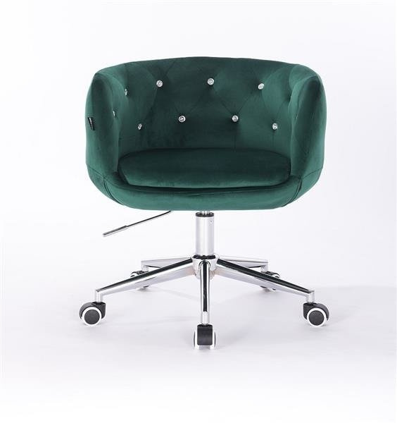 HR333K Scaun Verde Catifea cu Bază Cromata
