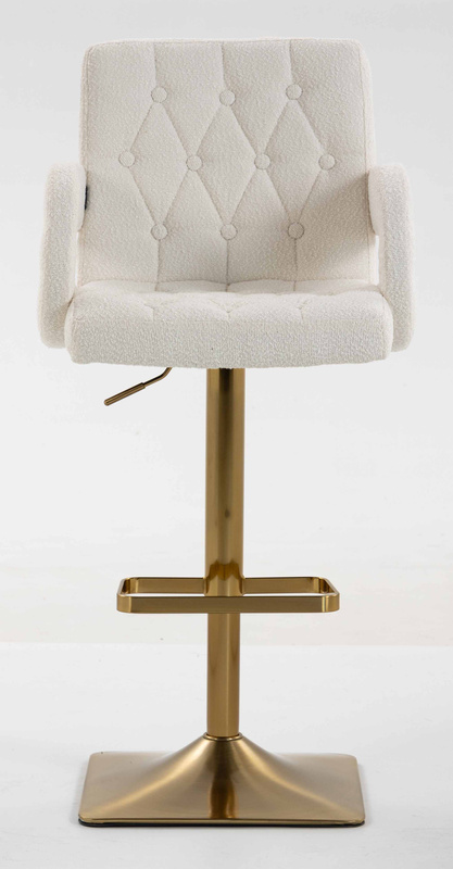 HR8404KW Scaun Crem Boucle cu Bază Aurie