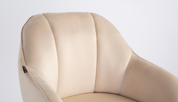 HR2055W Scaun Crem din Catifea cu Bază Cromata