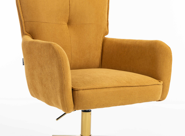 HR250K Scaun Catifea Reiată Premium Ruloare Curry Galben Bază Aurie