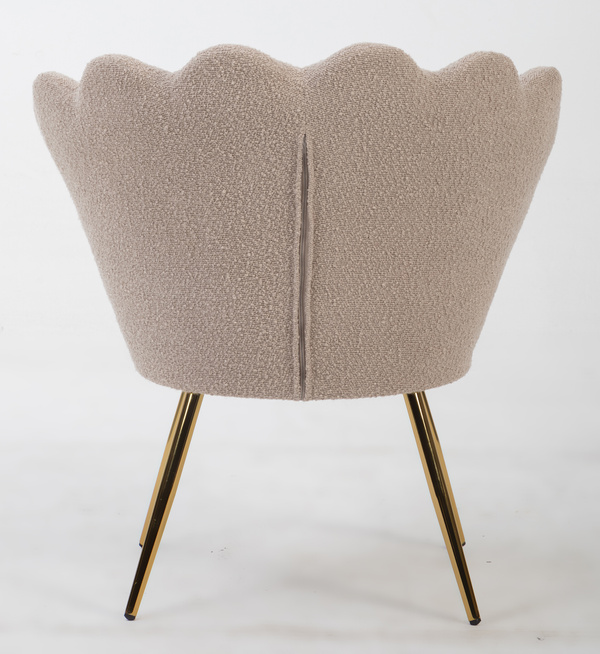 Fotoliu FREY Latte din Boucle cu Picioare Aurii