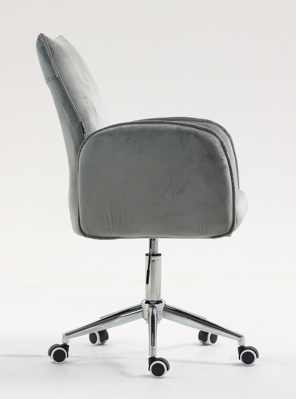 HR280K Scaun Gray din Catifea cu Bază Cromata