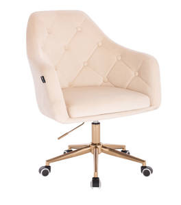 HR831K Scaun Catifea Crem cu Bază Aurie