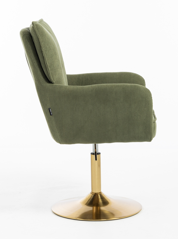 HR250N Scaun Zsályazöld Prémium Kordbársony Bază Aurie