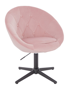 HR8516CROSS Scaun Roz Pudra din Catifea cu Bază Neagră