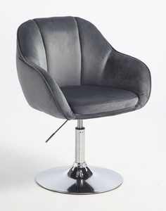 HR2055N Scaun Grafit din Catifea cu Bază Cromata
