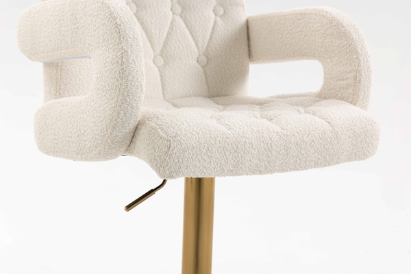 HR8404W Scaun Crem Boucle cu Bază Aurie