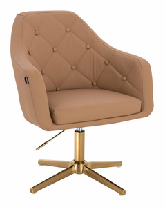 HR831CROSS Scaun Caramel Piele Ecologica Premium Soft cu Bază Aurie