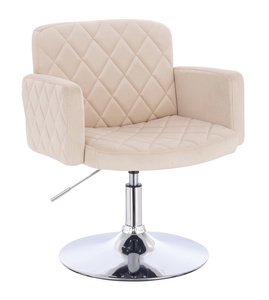 HR802N Scaun Crem din Catifea cu Bază Cromata