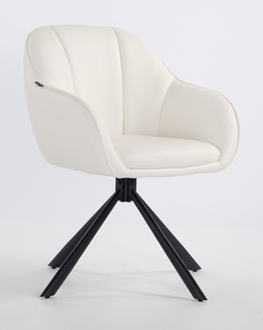 HR2055 BAZĂ STEA Scaun Alb din Piele Ecologica cu Bază Neagră