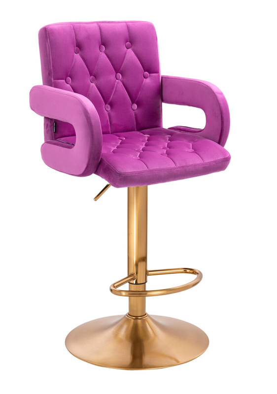 HR8404W Scaun Fucsia Catifea cu Bază Aurie