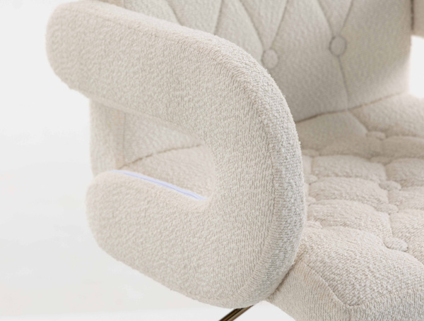 HR8404KW Scaun Crem Boucle cu Bază Aurie