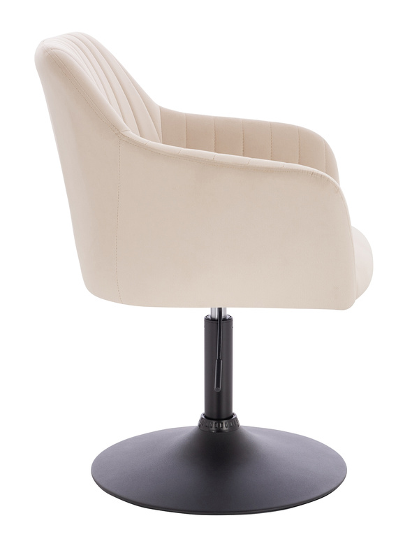 HR190N Scaun Crem din Catifea cu Bază Neagră