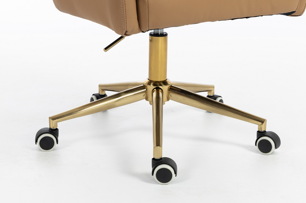 HR250K Scaun Piele Ecologică Premium Soft Culoare Caramel Bază Aurie