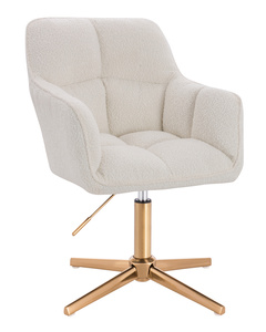 HR550CROSS Scaun Crem Boucle cu Bază Aurie